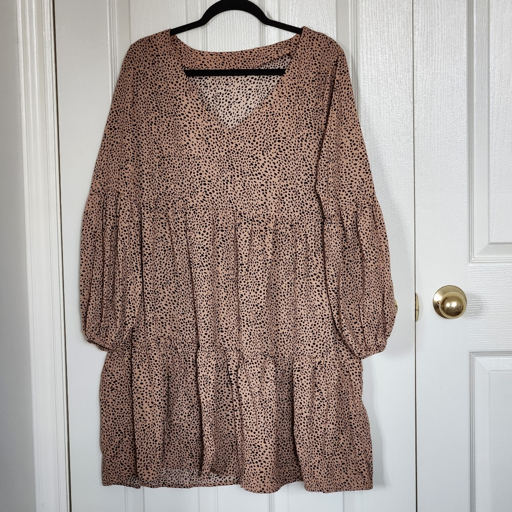 Handmade Floaty Polka Dot Leppard Print Mini Dress